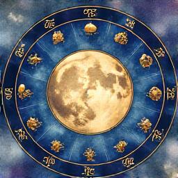 Astrological wheel with cosmic symbols
